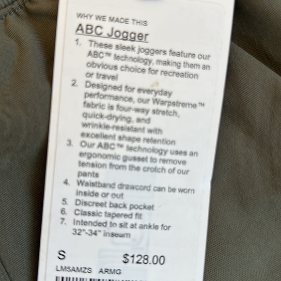 Lululemon athletica ABC Jogger color army green men’s size xs s L XL - Picture 6 of 10